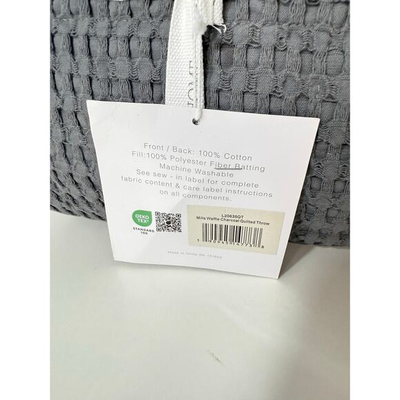 Levtex Home Mills Throw Blanket 50x60 Charcoal Gray Timeless Collection NWT - Picture 5 of 6